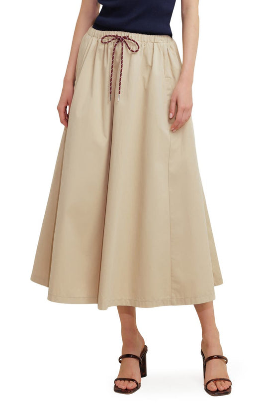 FREEMARKET Solid Drawstring Midi Skirt