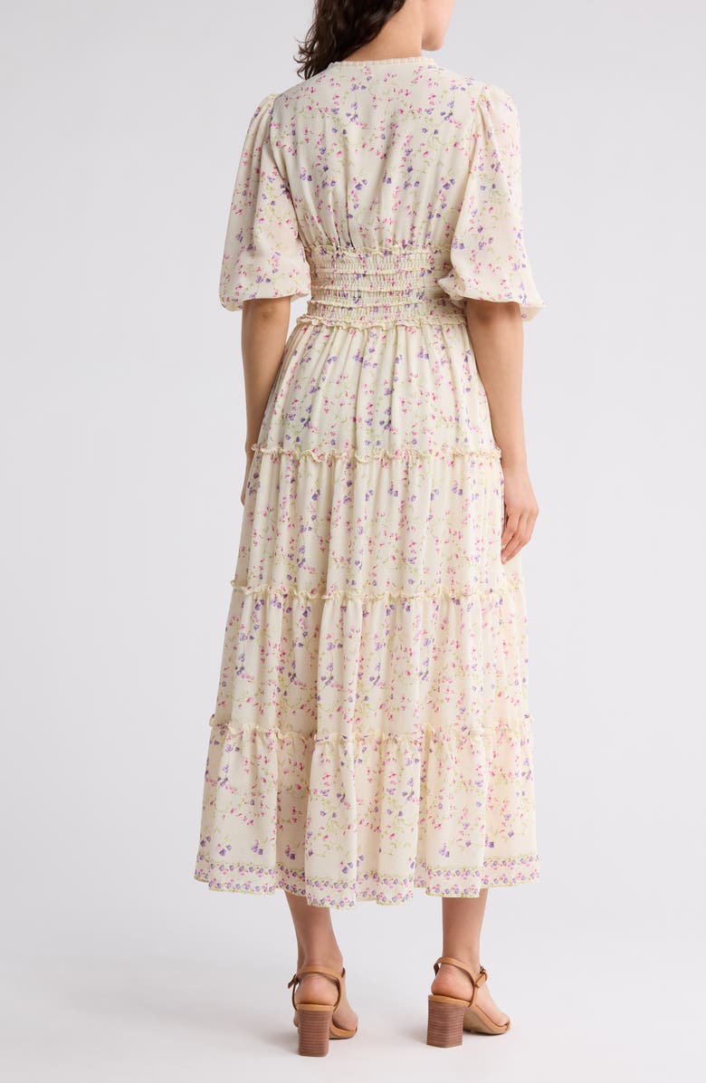 MAX STUDIO Floral Balloon Sleeve Tiered Maxi Dress
