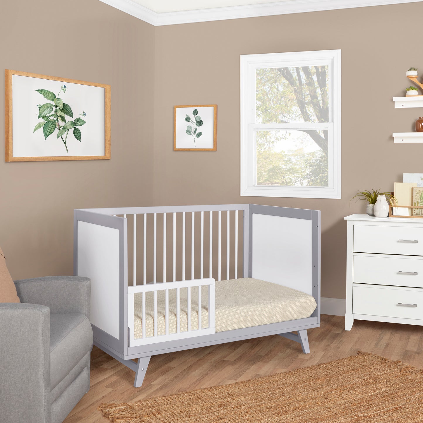 Walmart Dream On Me Carter 5-in-1 Full Size Convertible Crib, Grey and White