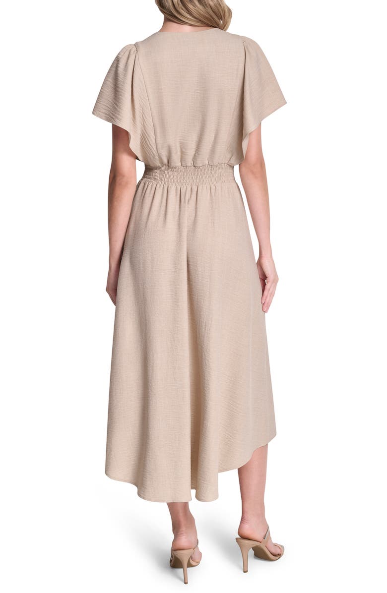 DKNY Smocked High-Low Dress
