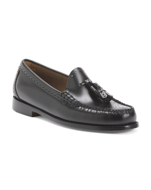 GH BASS Men's Leather Larkin Tassel Brogue Weejun Flats