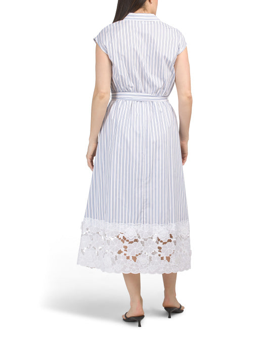 ELLEN TRACY 3d Broderie Maxi Shirt Dress