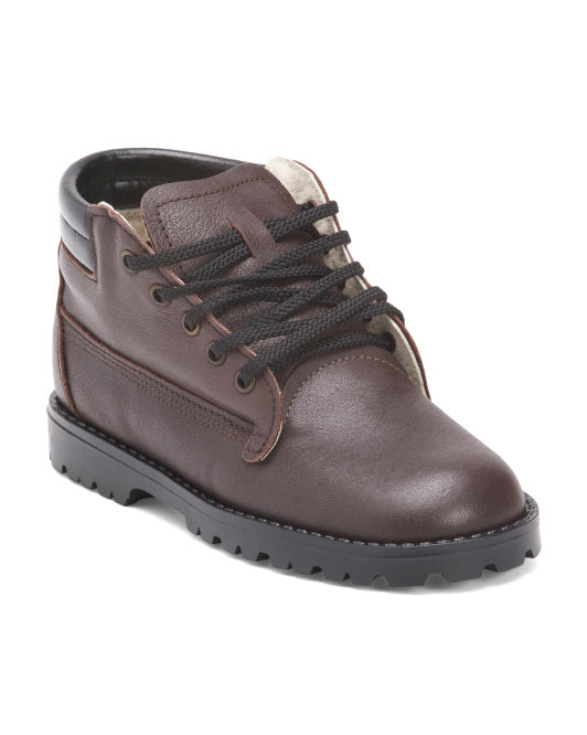 ZIMMERMAN SHOES Wide Width Leather Lace Up Boots (Infant Toddler)