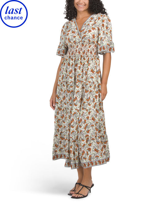 MAX STUDIO Smocked Waist Surplice Front Maxi Dress