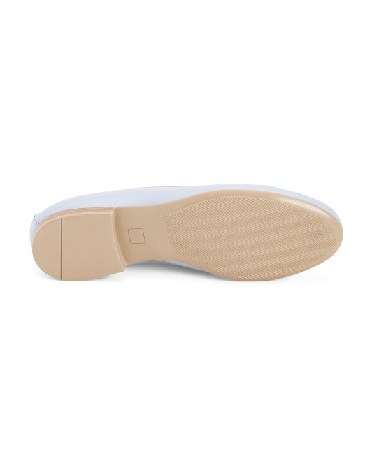 RIZZOLI Made In Italy Leather Ballerina Flats With Bow Accent