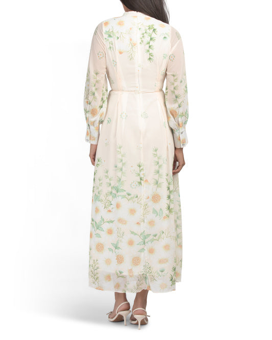 DALIA MACPHEE Long Sleeve Floral Maxi Dress