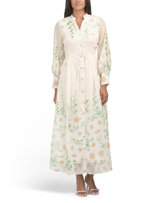 DALIA MACPHEE Long Sleeve Floral Maxi Dress