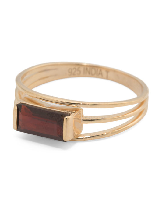 SHIVAM Made In India 14kt Gold Plated Garnet Ring