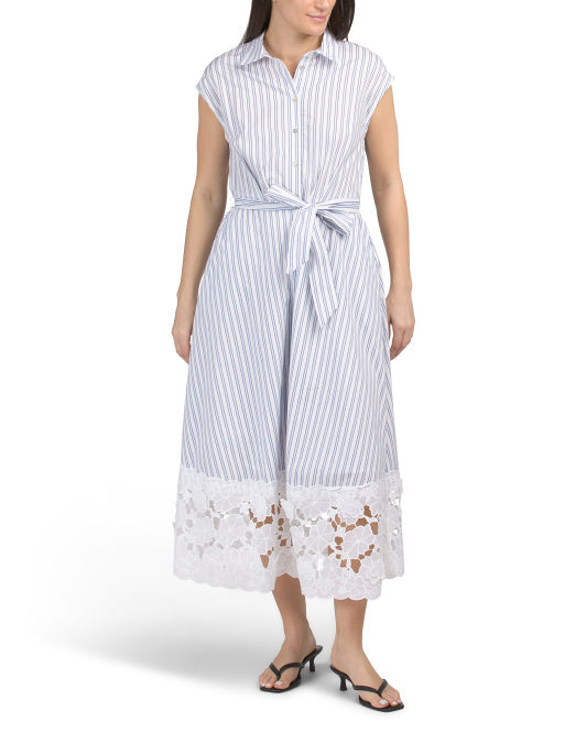 ELLEN TRACY 3d Broderie Maxi Shirt Dress