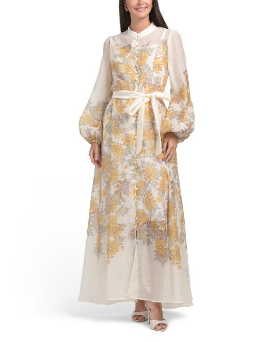 NANCY YANG Long Sleeve Shirt Maxi Dress