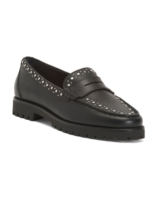 PAIGE Leather Ellis Studded Flats