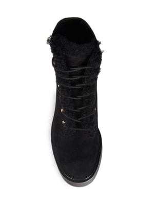 Stuart Weitzman
 Henley Chill Suede & Shearling Combat Boots