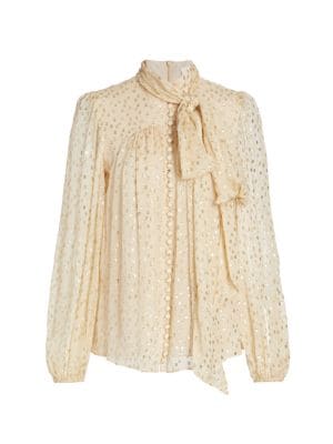 Zimmermann
 Tie-Accented Silk Jacquard Blouse