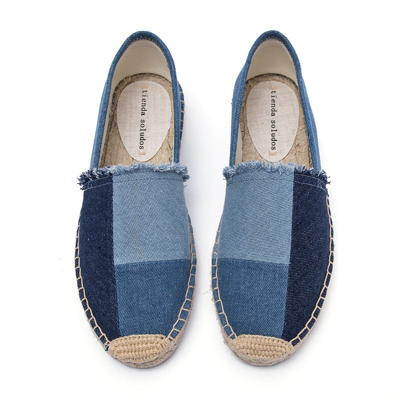 2021 Promotion Top Fashion Denim Sapatos Espadrilles Straw Fisherman Flat Heels Shoes Lazy Zapatos Mujer Casual Cartoon Linen