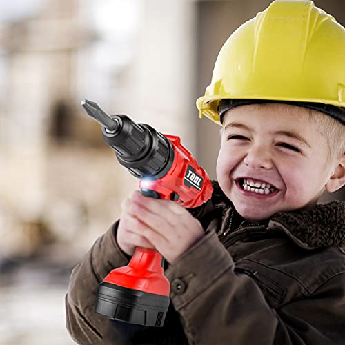Toy Drill - Toy Choi's Electric Kid Drill Set Pretend Play Drill Toy, Kids Creativity Drill Screw Set, Construction Kids Tool Set Outdoor Preschool Gardening Lawn Toy Gift for Boy and Girl(Red)