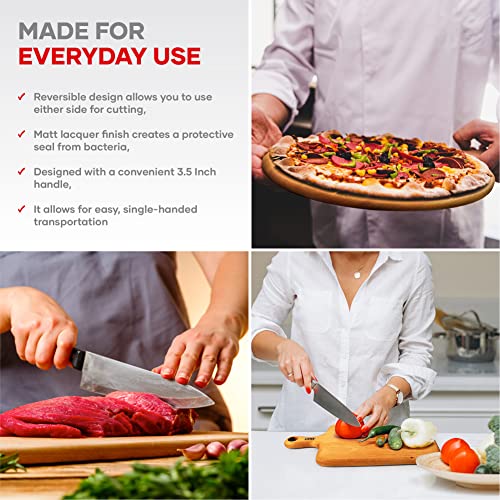 UPIT Wood Serving Tray - Cutting Boards with Handle - Serving Tray Serves for Cheese, Pizza & Fruits - Chopping Board for Meat & Fish - Cutting Boards for Kitchen & Housewarming Gift (Long Slim)