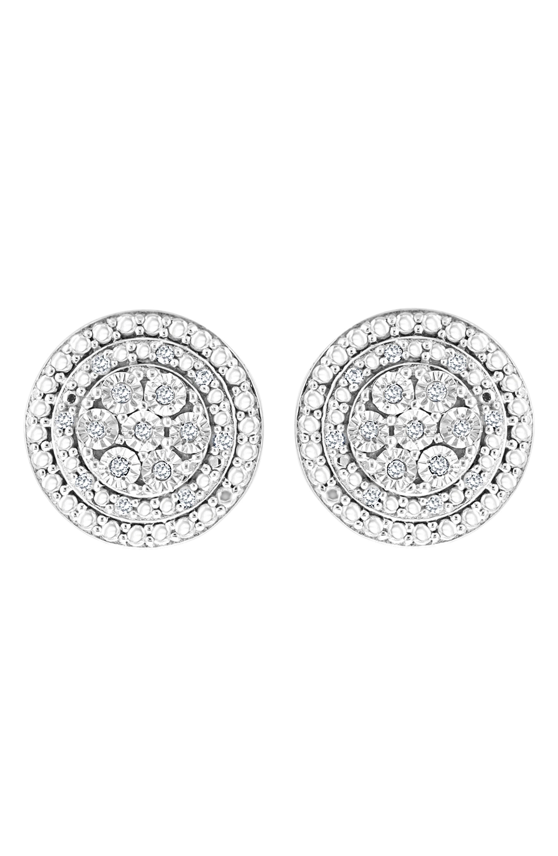 EFFY Sterling Silver Diamond Earrings - 0.09 ctw, Main, color, WHITE