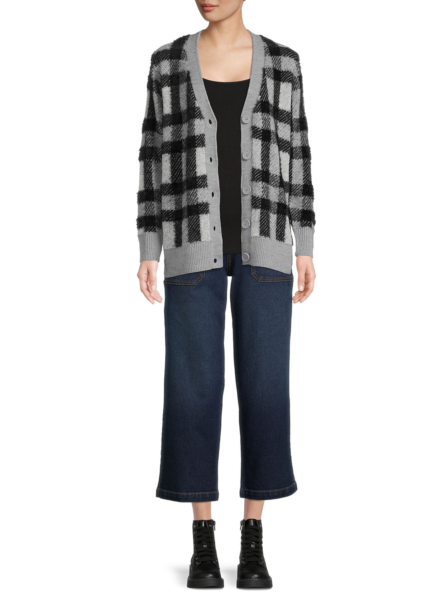 Time and Tru Women's Eyelash Patterned Cardigan - image 3 of 5