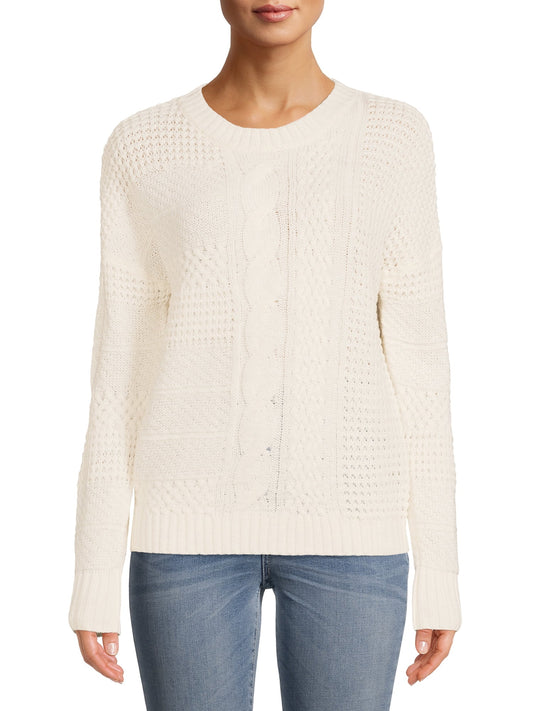 Time and Tru Women's Mixed Stitch Pullover Sweater, Sizes XS-XXXL - image 1 of 5